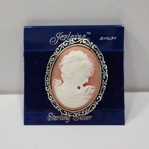 NWT Vintage Jezlaine Sterling Silver Cameo Brooch